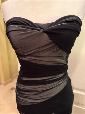 Plastic Island Strapless Black Bodycon Dress from Revolve NEW